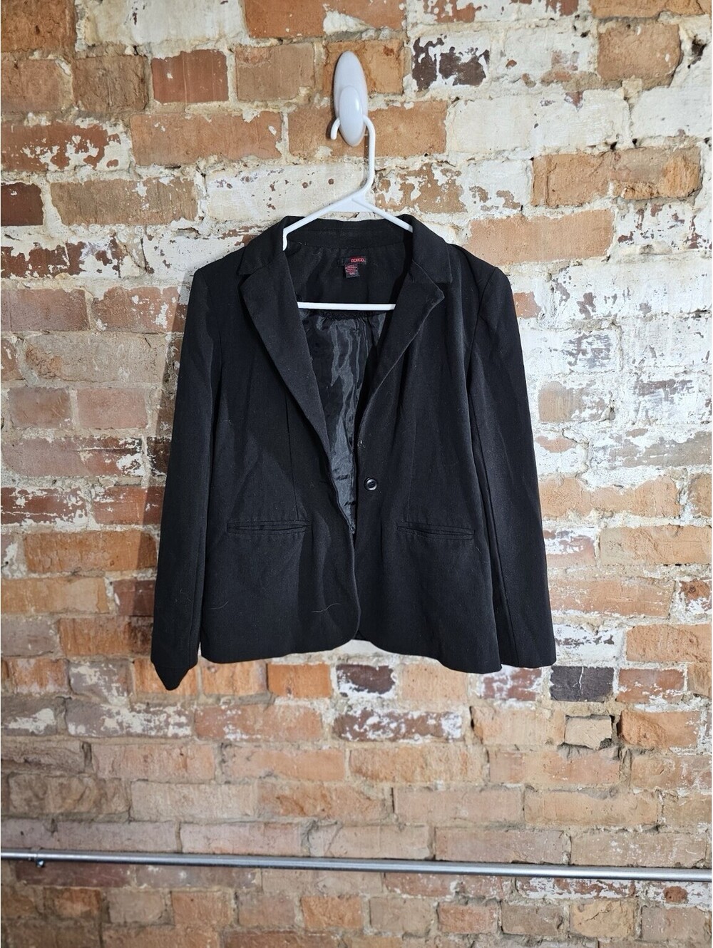 Bongo Women’s Small Black Blazer Y2K Single Button Fitted Career Jacket